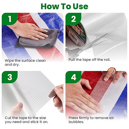 Awning Covers & Tarp Repair Tape - Waterproof Self Adhesive Patch Repair Kit | Patch Tapes for Awnings, Outdoor Canopies, Patio Window Awnings, Gazebos, Tents, RV, Canvas, Boat Covers (Clear Mesh, 3")