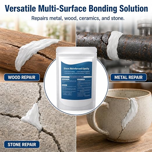 Steel Reinforced Epoxy Putty,Strong Clay Iron Adhesive,Waterproof 2-Part Repair Clay,High Strength Epoxy Clay,Multi-Purpose Filler Putty for Cracks Holes Pipes, Drillable Sandable Paintable (2PCS)