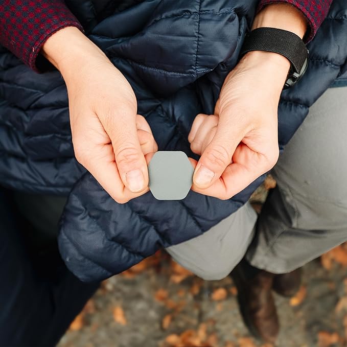 GEAR AID Tenacious Tape Hex – 2.5” & 1.5” Repair Patches (8 Patches: Four 2.5” & Four 1.5”, Gray) – Peel-and-Stick Outdoor Nylon Fabric to Fix Holes and Burns in Down Jackets, Rain Gear and Tents