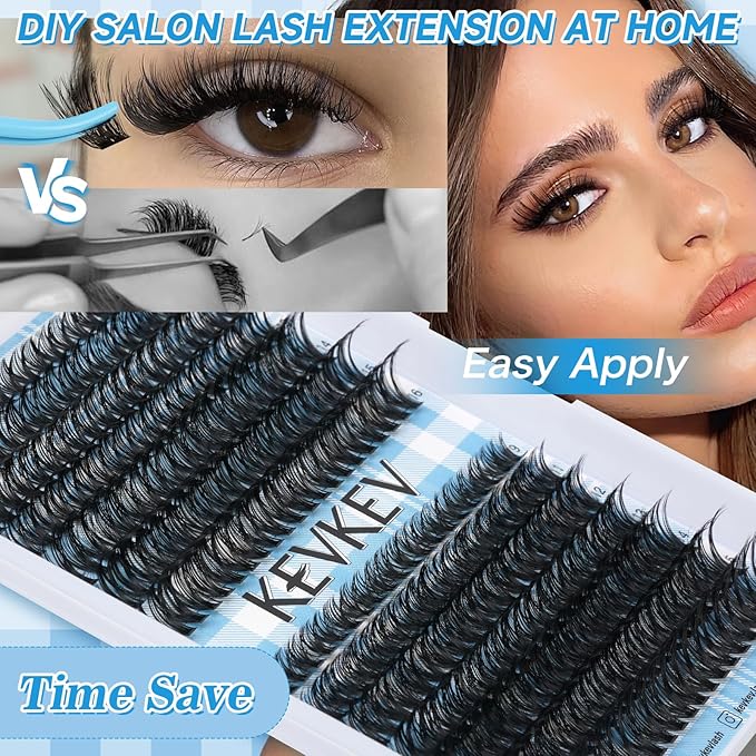 Lash Clusters Volume Eyelash Clusters 10-18mm Thick Individual Lashes 231pcs D Curly Cluster Eyelash Extensions Soft DIY Lash Extension At Home(0.05D,100D+200D)