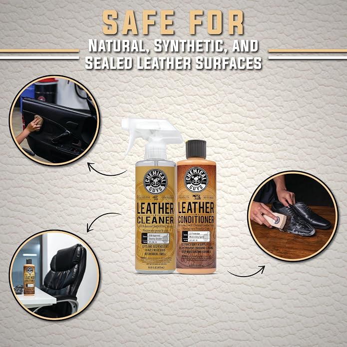 Chemical Guys Leather Cleaning And Conditioning Kit With Storage Bag Total Interior Cleaner Microfiber Towels And Applicators Giftable Car And Home Care Set