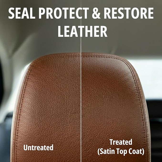 Leather Hero Top Coat – Leather Sealant & Protective Finish for Dye, Paint, Car Seats, Shoes & More – Scratch-Resistant Color Restorer with Applicator – 4oz(Satin Finish)