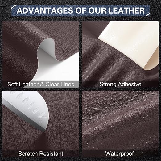 Leather Repair Kit for Furniture 16"x 31.5" Leather Tape Repair Patch Self Adhesive Sofa Vinyl Repair Patch Kit for Car Seat,Couch,Boat Seat,Chair - Dark Brown