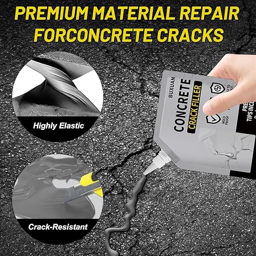 Concrete Crack Filler, Cement Crack Filler Outdoor, Waterproof Repair Sealant, Quick-Drying Sealing Adhesive, for Driveway, Walkway, Patio, Joint (2)
