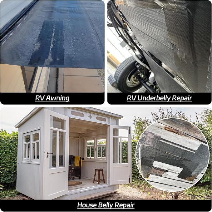 RV Underbelly Tape, Waterproof Flexible Permanent Sealing Adhesive Patch, Heavy Duty Tear Repair Tape for Mobile Home, Camper and Travel Trailer（6" x 66' ）