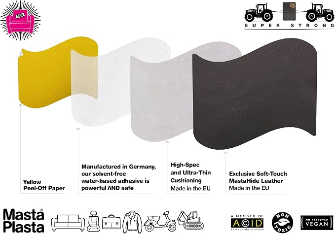 MASTAPLASTA Original Leather Repair Tape - Gray 60" x 4" (150 x10 cm). Quick and Easy Upholstery-Quality Leather Repair Patch for Couch, Leather Patches for Car Seats