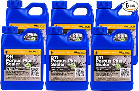Miracle Sealants 511 Porous Plus Premium Penetrating Sealer for Countertops, Stone & Tile, Pint, 6 Pack