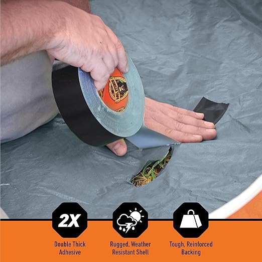 Gorilla Duct Tape,Black Tape,1.88" x 50 yd - Heavy Duty and Weather Resistant for Indoor or Outdoor,(Pack of 6)