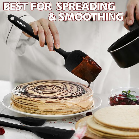 Anaeat Heat Resistant Silicone Spatula Set of 8 - Seamless One-Pieces Design, Non-Stick Rubber Spatulas & Mini Kitchen Scraper Flexible for Non-stick Cookware - Easy Baking, Cooking, Scraping & Mixing