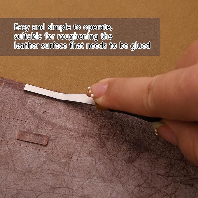 DIUDUS Leather Rougher, Leather Roughing Tool, Leather Edge Detail Rougher Roughing Leather Surface Polish File Tool with Ergonomic Handle Leather Working Leathercraft Tools for Edge Polishing(4mm)