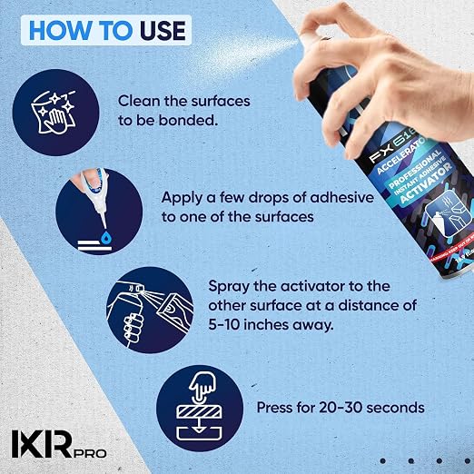 ixirpro CA Glue Activator Spray (12x16.9 oz) – Super Glue Accelerator for Instant Bonding | Fast-Drying Cyanoacrylate Activator for Woodworking, Plastic, Metal, 3D Printing, Guitar, DIY, and Repairs