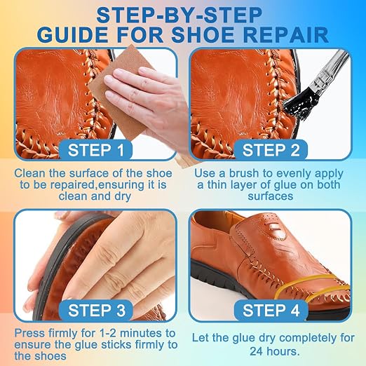 4OZ Shoe Repair Glue with Brush Applicator,Waterproof Strong Clear Shoe Adhesive for Boots, Sneakers,Heels,Leather & Rubber