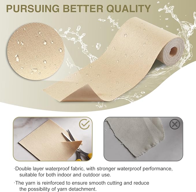 Gheeidau Canvas Repair Tape 4×70 Inch Waterproof Self-Adhesive Fabric Repair Patch for Repairing Boat Covers,Tents,Patio Umbrellas,Car Seats,Luggage,Sofas.(Light Brown)