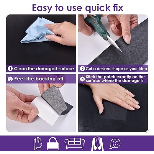 Leather Repair Patch Tape 16×55 inch Furniture Leather Strong Self Adhesive Tape for Sofas Couch Car Seats Cabinets Bags Anti Scratch Patches First Aid Patch Fixing Leather Grey