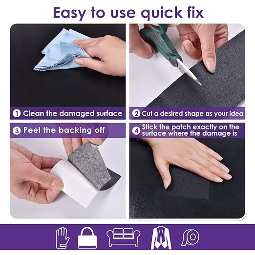 Leather Repair Patch Tape 8×12 inch 2 pcs Furniture Leather Strong Self Adhesive Tape for Sofas Couch Car Seats Cabinets Bags Anti Scratch Patches First Aid Patch Fixing Leather Apricot