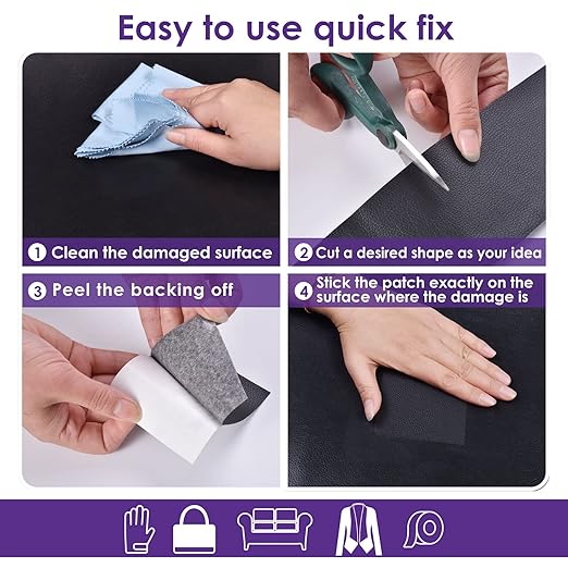 Leather Repair Patch Tape 4×60 inch Furniture Leather Strong Self Adhesive Tape for Sofas Couch Car Seats Cabinets Bags Anti Scratch Patches First Aid Patch Fixing Leather vory Grey1.0