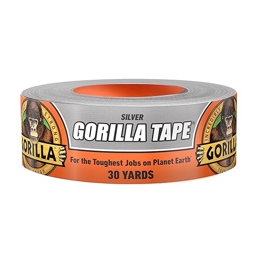 Gorilla Tape, 1.88 in x 30 yd, Silver (Pack of 1) - Duct, Utility, Triple Layer Strength, Indoor & Outdoor, Weather Resistant Shell