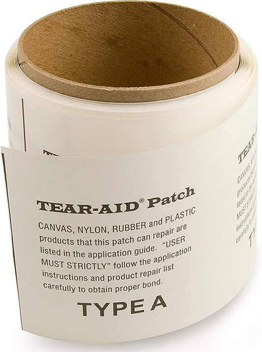 Tear-Aid Fabric Repair Kit, Type A Clear Patch for Canvas, Fiberglass, Leather, Polyester, Nylon & More, 3in x 5ft Roll, Single Pack | cycling-tire-repair-kits
