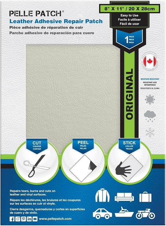 Leather Seat Repair Kit for Cars - 25 Colors Available - Original 8x11 - Off-White