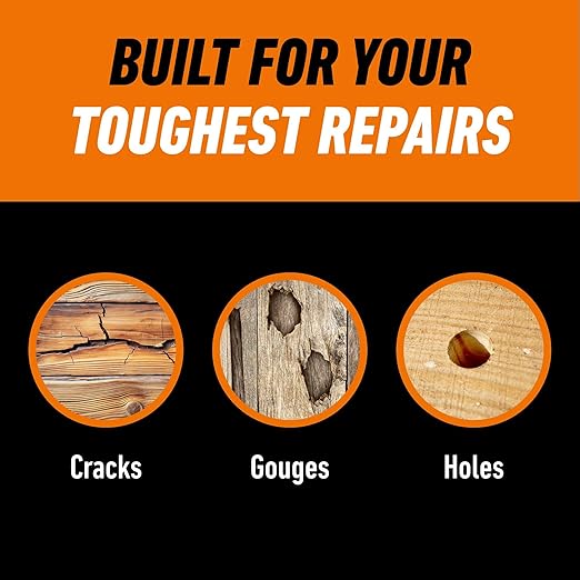 Gorilla All Purpose Wood Filler, Natural Finish, 16 Ounce Tub (Pack of 4) - Water Resistant for Indoor or Outdoor Projects and Repairs
