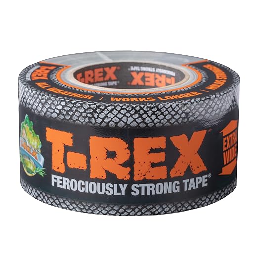 T-Rex Tape Extra-Wide Duct Tape with UV Resistant & Waterproof Backing for Ferociously Strong Repairs, 2.83" x 25 yd, Gunmetal Gray, 1 Roll (Pack of 6)