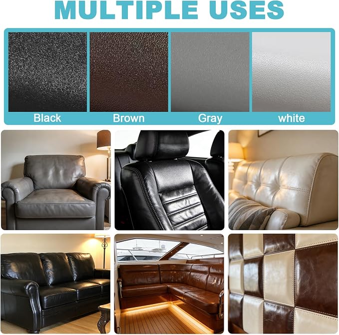 Faux Leather Upholstery Fabric, Smooth Vinyl Leather Sheets, Waterproof Synthetic Leather Material for Sofa, Furniture, Car Seat, DIY Crafts, 78" x 55" (Gray)