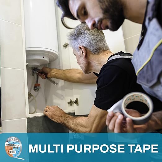 Aluminum 0,75" x 180 ft High Temperature Foil Duct Tape, HVAC Cold Weather 3/4" AC Tape, Waterproof Fire Proof Metal Tape for Air Conditioner, Thick Flex Duct Tape for Vent Repair, Pipe Insulation