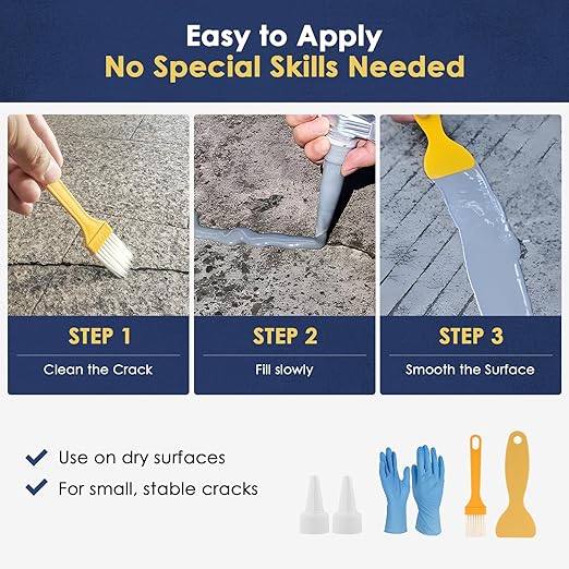 Self-Leveling Concrete Crack Filler – High Elasticity Waterproof Cement Sealant, Total 142oz Fast-Drying DIY Outdoor Concrete Joint Repair Seal Glue for Driveway, Sidewalk, Patio, Garage Floor - 6Pack