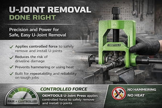 OEMTOOLS Medium Duty U Joint Puller for Trucks, Buses & Farm Equipment - Class 4-6, U Joint Removal Tool for Drivelines, U Joint Tool Removes Seized Bearing Cups, 24548