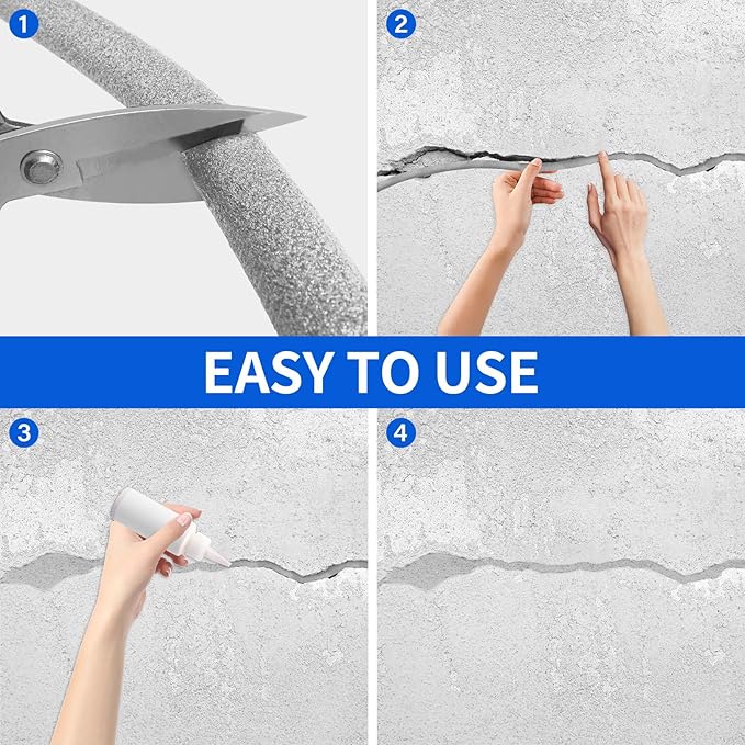 Backer Rod Foam Gap Filler Crack Filler for Concrete Repair Caulk Saver Backing Rod Concrete Expansion Joint Rope Caulk for Sealing Gaps, Expansion Joints, Crack Filling (Gray, 1/4 Inch x 10 Feet)
