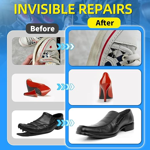 Shoe Glue, Shoe Repair Adhesive Flexible, Waterproof, Clear, Super Strong Glue for Soles, Sneakers, Boots, Leather, Handbags, Soles, Heels - Works on Leather, Rubber, Vinyl, Canvas - 2.1oz