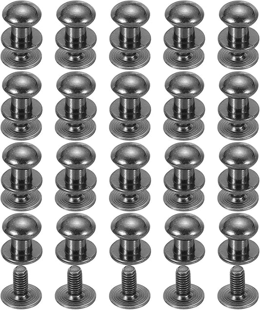 PATIKIL 8 mm Leather Rivets, 20 Sets Ball Head Stud Screw Back Round Head Button Chicago Screw Nipple Stud Rivet for Leather DIY Craft Handbag Belt Repairs, Black
