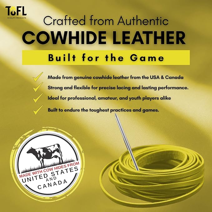TOFL Softball and Baseball Glove Lace Kit | Mitt Lace Glove Repair Lacing Kit | 2 Leather Laces with Lacing Needle for Catchers Glove