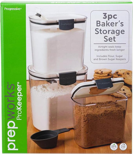 PREPWORKS ProKeeper 3 Piece Baker's Storage Set - Includes Flour, Sugar, and Brown Sugar Containers