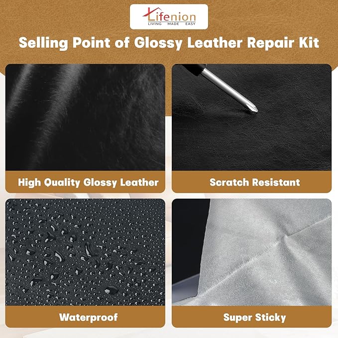 Leather Repair Patch, 17X79 Inch Self Adhesive Leather Repair Tape, Large Vinyl Patch Kit for Couches, Sofa, Furniture, Car Seats, Office Chairs, Cabinets, Handbags（Black, 17X79 Inch）