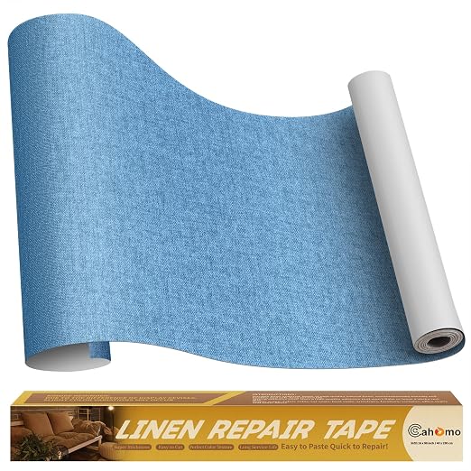 Linen Repair Tape 16x90 inch, Self Adhesive Fabric Patches, Couch Repair Patch Kit, Fabric Repair Tape for Furniture, Sofas, Carpet, DIY, Headboards, Chairs, Pillows, Linen Goods - Blue