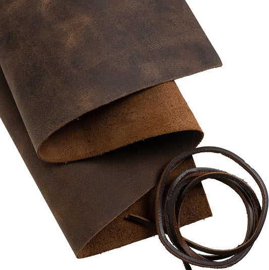 Moonster Full-Grain Buffalo Leather Sheet 12x24 – Veg Tan Crafting Leather for Leatherworking, DIY Projects – Leather Sheet, Tooling Leather, Leather Scraps, Cowhide Leather Crafting Kit, 36 Inch Cord