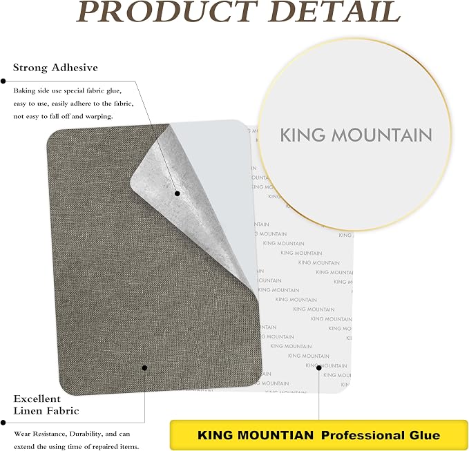 Fine Linen Repair Patches, Self-Adhesive Linen Fabric Patches, 8X11 inch Extra Size, Multi Color, Can be Used for Linen Sofa Repair (8" x 11",Cream-Gray)