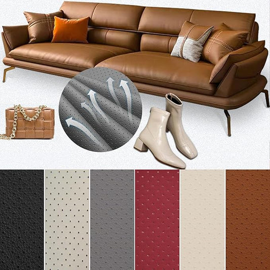 Leather Repair Patch Breathable Perforated Adhesive Self-Adhesive Repair Patch, Furniture Couch Car Seats Office Chairs Sofa Repair 17.7x39.4 beige1.0