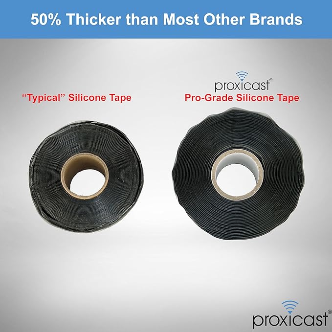 Proxicast Pro-Grade Extra Strong 30mil Weatherproof Self-Fusing Silicone Rubber Sealing Tape for Outdoor Antenna Coax & Electrical Cables, Hose/Pipe Leaks & Emergency Repairs (1.5" x 15' roll) - Grey
