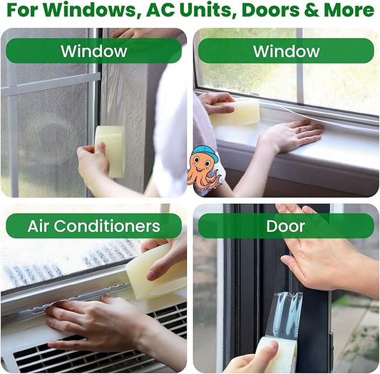 ECOHomes Window Weather Sealing Tape | Winter Weather Stripping Tape to Block Cold Drafts Through Window Gaps and AC Units, Insulation Seal and Draft Blocker for Home (6 Inch by 90 FT, Clear)