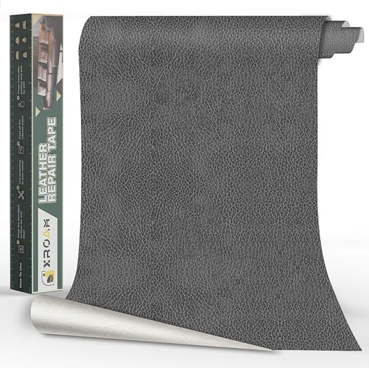 Leather Repair Tape, 16x79 inch Leather Patches for Furniture, Self Adhesive Leather Repair Patch for Sofas, Couches, Leather Covers, Seats, Chairs, Vinyl Repair Tape Retro Dark Gray