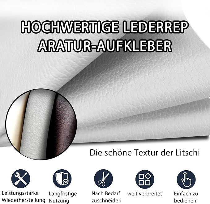 Leather Repair Patch Tape,3.9 x 63 Inches Self Adhesive Leather Patches for Furniture,Vinyl Repair Kit for Car Seat,Couches,Sofas,Office Chairs,White