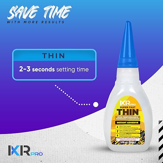 CA Glue Thin Viscosity Kit, 1.75 oz. Cyanoacrylate Glue, Super Glue for Precision Repairs, Wood, Plastic, Model Building, Crafts, and 3D Printing, Fast-Drying Adhesive for Tight Spaces and Cracks