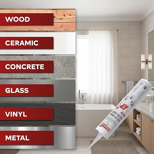 XFasten Clear Silicone Caulk Neutral Cure 10.1 oz (20-Pack) 100% Waterproof Silicone Sealant, Crack and Shrink Resistant, Low Odor, Strong Adhesion Caulking for Kitchen Bath Window Shower Outdoor Use