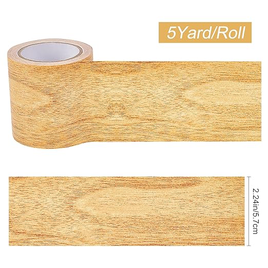 GORGECRAFT 2.2 Inch x 15Ft Wood Textured Adhesive Repair Tape Self Adhesive Patch Realistic Wood Grain Repair Tape High-Adhesive Repair Tape Simulation for Desk Chair Floor Furniture(Navajo White)