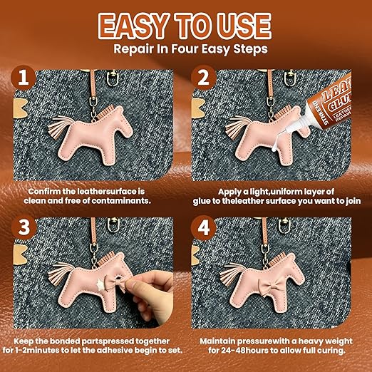 Leather Glue - 2.1 Oz Extra Strong & Flexible Leather Adhesive - Waterproof, Quick-Dry & Clear Leather Repair Glue for Shoes, Boots, Jackets, Handbags, Sofas, Car Seats & More
