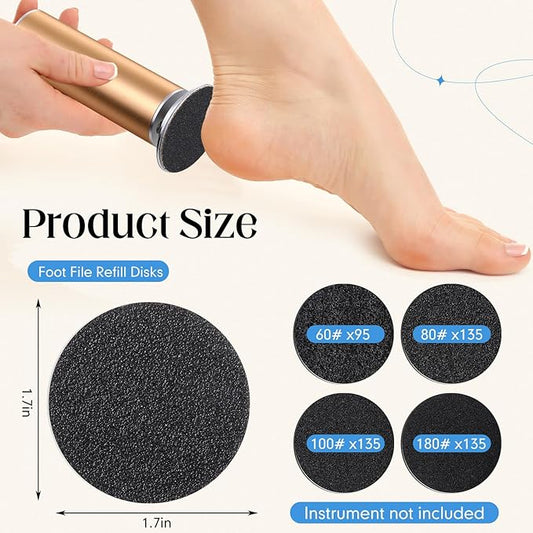 Gisafai 500 Pcs Sanding Replacement Pad Sandpaper Disk for Electric Foot File Callus Remover Tool Black Foot File Disc for Men Women Cracked Heels Dead Skin (60 Grit,80 Grit,100 Grit,180 Grit)