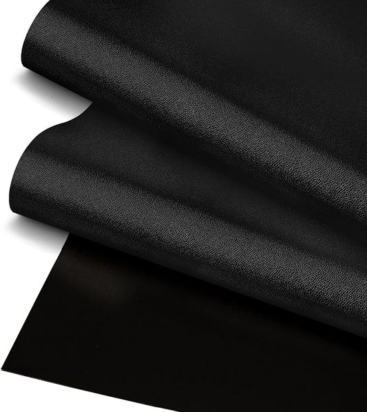 Black Smooth Faux Leather Fabric 39"x54" - Waterproof Durable Solid Color Vinyl for Motorcycle Seats, Sofa & Furniture DIY Repair