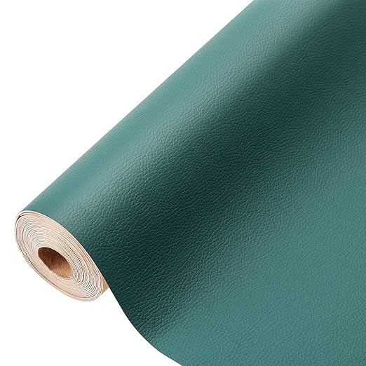 Leather Repair Patch Green 17.3 x 117 Inch Self Adhesive Leather Repair Kit for Couch Car Seat Furniture Sofa Chair, Faux Leather Fabric Roll Leather Furniture Repair Kit